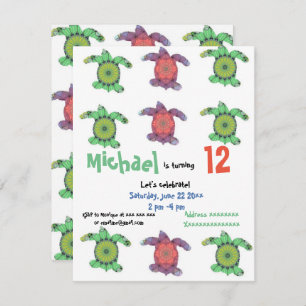 Tortues de mer, invitation de fête d'anniversaire