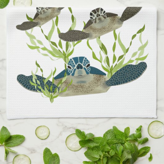 Tortues de mer Serviette de cuisine (Plié)