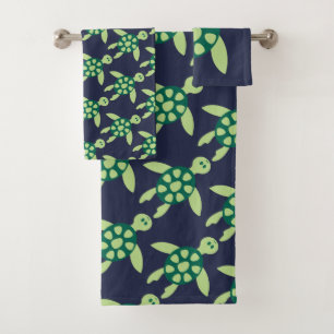 Tortues de natation Motif illustré sur bleu