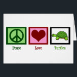 Tortues de paix<br><div class="desc">Un signe de paix vert,  un coeur et une adorable tortue sur une carte de voeux mignonne. Les tortues Peace Love.</div>