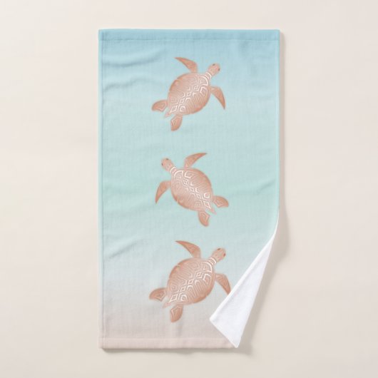 Tortues de plage rose Gold (Serviette à main)