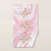 Tortues d'or roses Côte de marbre d'encre (Serviette à main)