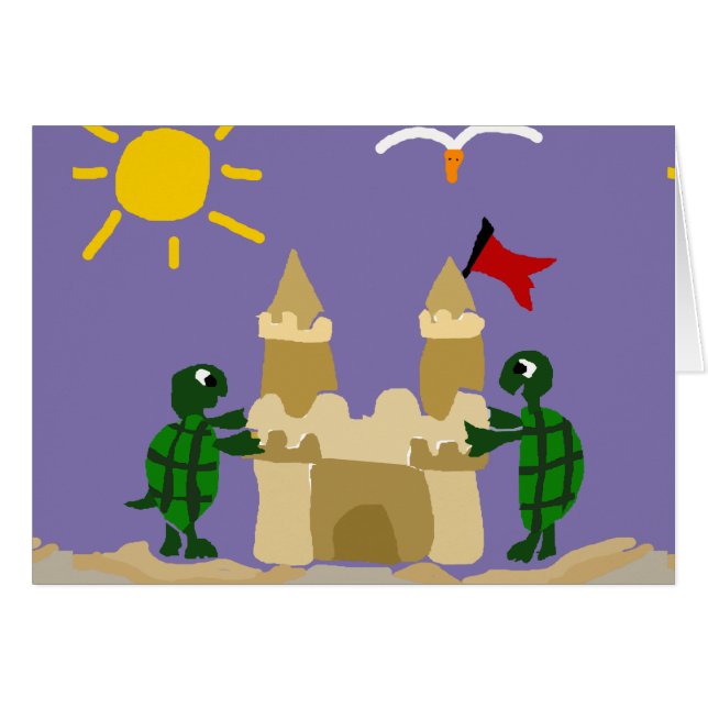 Tortues drôles de bébé construisant le château de (Devant horizontal)