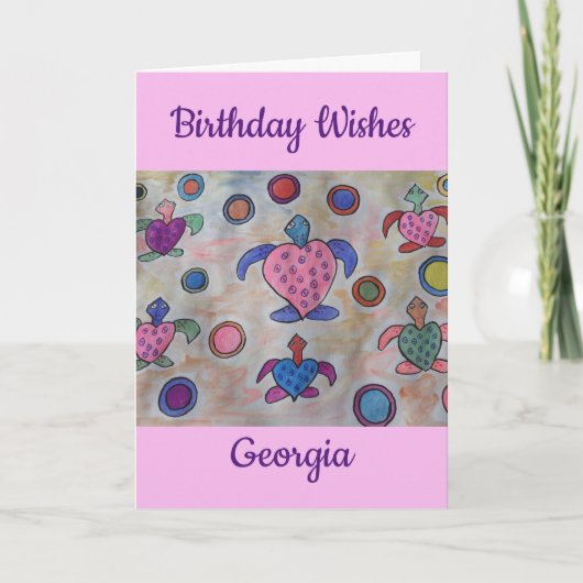 Tortues et cercles Carte d'anniversaire (Devant)