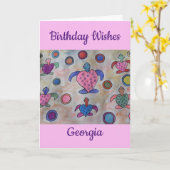 Tortues et cercles Carte d'anniversaire (Fleur jaune)