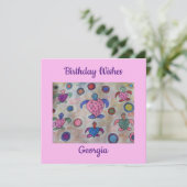 Tortues et cercles Carte d'anniversaire plat (Debout devant)