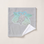 Tortues gris Vert Feuilles tropicaux (Gant de toilette)