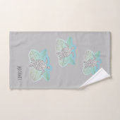 Tortues gris Vert Feuilles tropicaux (Serviette à main)