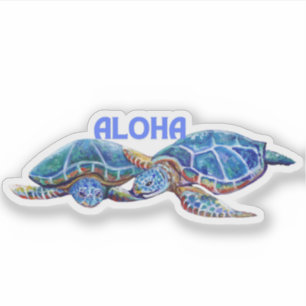 Tortues tenant Aloha Hawaiian Sticker