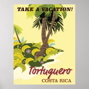 Tortuguero, Costa Rica affiche de voyage vintage