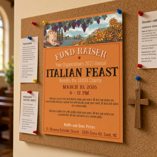 Toscaans Italiaans Feest Fondsenwervingsdiner Flyer