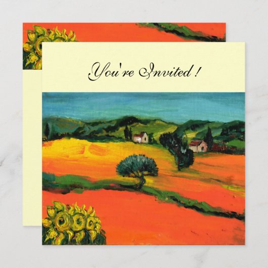 TOSCAANS LANDSCHAP , blauw groen geel oranje Kaart (Voorkant / Achterkant)