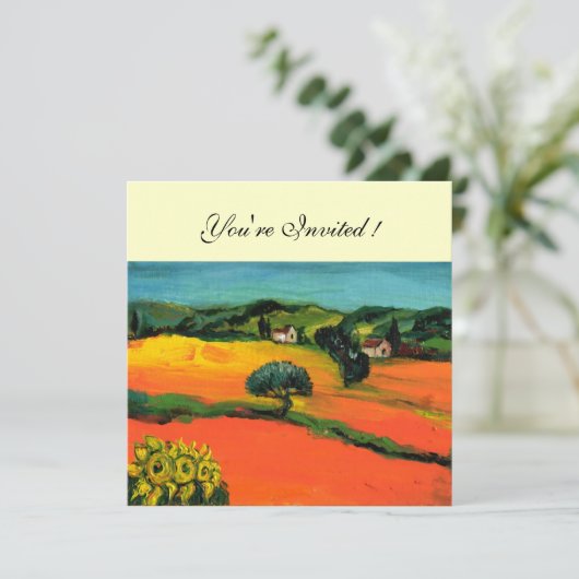 TOSCAANS LANDSCHAP , blauw groen geel oranje Kaart (Staand voorkant)