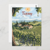Toscaans landschap met wijngaarden en een fiets briefkaart (Voorkant / Achterkant)
