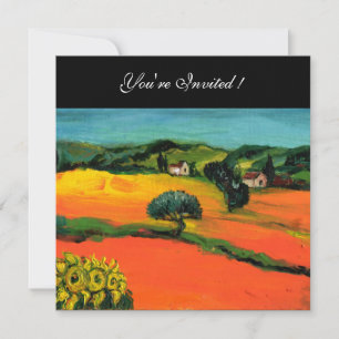TOSCAANS LANDSCHAP MET ZONNEBLOEMEN oranje  zwart Kaart