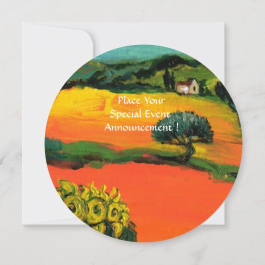 TOSCAANS LANDSCHAP MET ZONNEBLOEMEN oranje zwart Kaart (Achterkant)