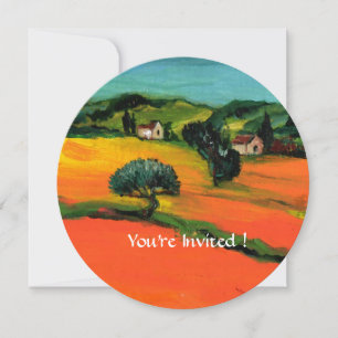 TOSCAANS LANDSCHAP MET ZONNEBLOEMEN oranje  zwart Kaart