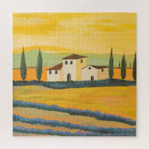 Toscaans landschap, privé schilder, acrylverf legpuzzel