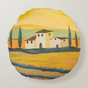 Toscaans landschap, privé schilder, acrylverf rond kussen