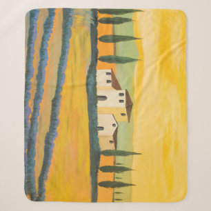 Toscaans landschap, privé schilder, acrylverf sherpa deken