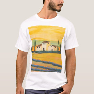 Toscaans landschap, privé schilder, acrylverf t-shirt