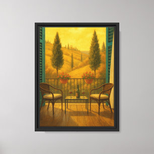 Toscaanse Balkon Uitzicht Canvas Muurkunst Print