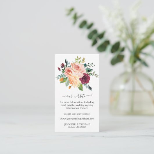 Toscaanse Botanische Bloemen Bruiloft Klein Informatiekaartje (Staand voorkant)