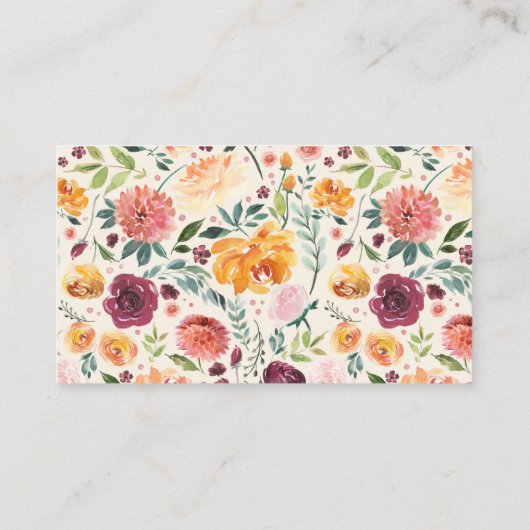 Toscaanse Botanische Bloemen Bruiloft Website Informatiekaartje (Achterkant)