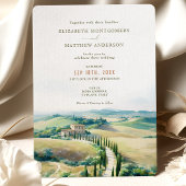 Toscaanse Dreamscape Bruiloft Waterverf Landschap Kaart