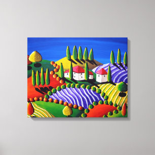 Toscaanse grillige landschap Folk Art Canvas Print