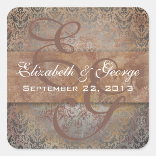 Toscaanse Italiaanse Damask Save the Date Vierkante Sticker