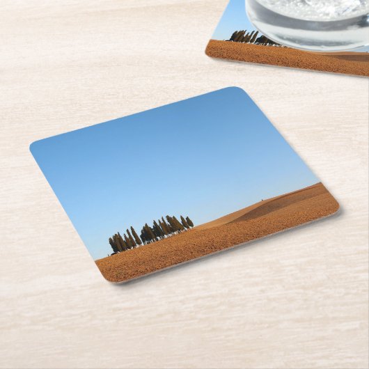 Toscaanse landschap met onderzetter van cypersbome (Schuin)