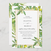 Toscaanse Olijf Goud Lijst bruiloft uitnodiging (Voorkant / Achterkant)