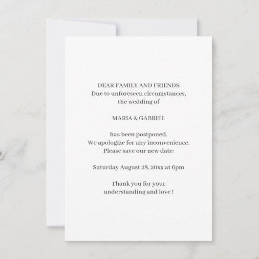 Toscaanse olijftak. Botanische bruiloft veranderin Save The Date (Achterkant)