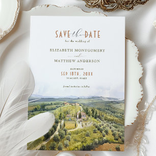 Toscaanse sereniteit Save the Date Italiaanse plat Kaart