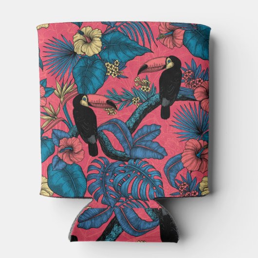 Toscaanse tuin in rood en blauw blikjeskoeler (Achterkant)