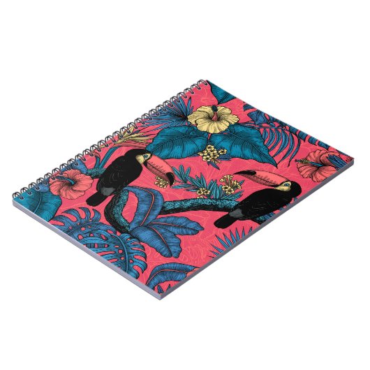 Toscaanse tuin in rood en blauw notitieboek (Linkerzijde)