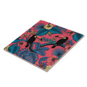 Toscaanse tuin in rood en blauw tegeltje (Zijkant)