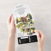 Toscaanse villa waterverf wijngaard Italiaans wijn All In One Uitnodiging (Afscheurbaar)