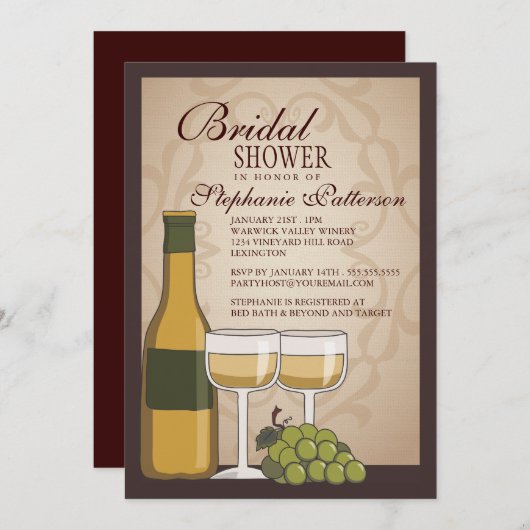 Toscaanse Vrijgezellenfeest Wijn met uitnodiging (Voorkant / Achterkant)