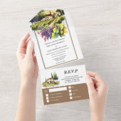 Toscaanse waterverf bruiloft wijngaard Toscaanse v All In One Uitnodiging (Afscheurbaar)