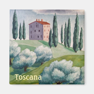 Toscana magneet/huis op de heuvel/zonnig Italië Magneet