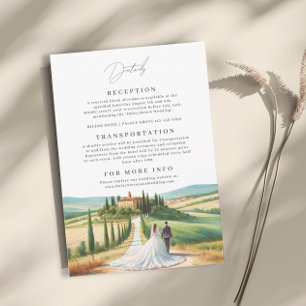 Toscane Aquarel Illustratie Silhouet Bruiloft Informatiekaartje