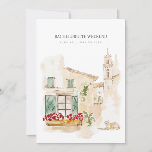 Toscane Aquarelle Bachelorette Weekend Invitation (Devant)