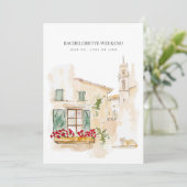 Toscane Aquarelle Bachelorette Weekend Invitation (Debout devant)
