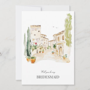Toscane Aquarelle Italie Bridesmaid Carte de propo