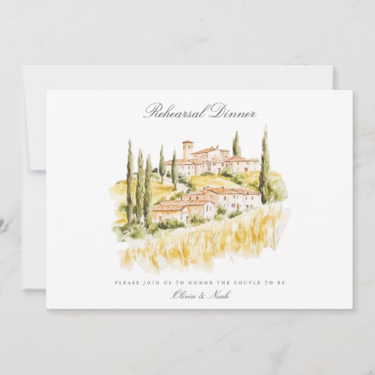 Toscane Aquarelle Italienne Dîner Carte (Devant)