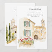 Toscane Aquarelle Italienne Enregistrer La Carte D (Devant / Derrière)