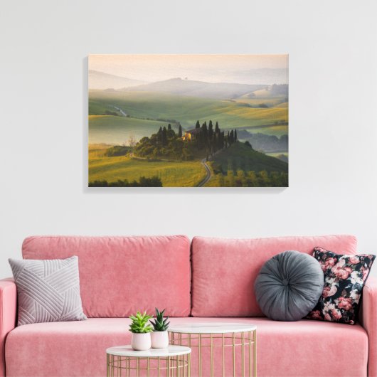 Toscane berglandschap op zonsopgang canvas afdruk (Insitu (Woonkamer))