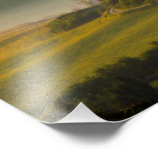 Toscane berglandschap op zonsopgang foto afdruk (Hoek)